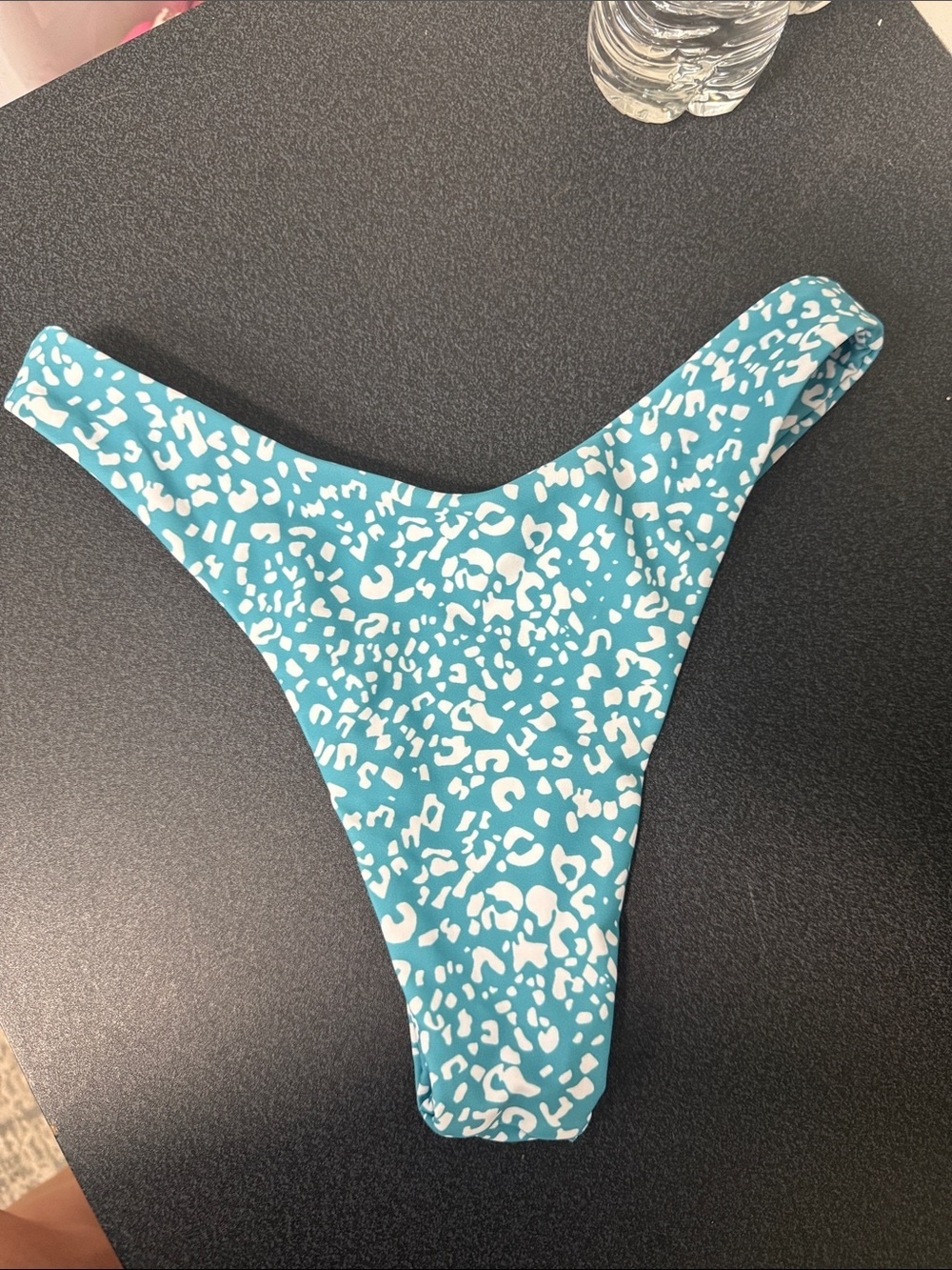 Women’s Teal & White Leopard Print Bikini Bottom